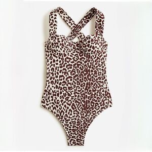 J. Crew Ruched-cup one-piece in leopard print size 20
